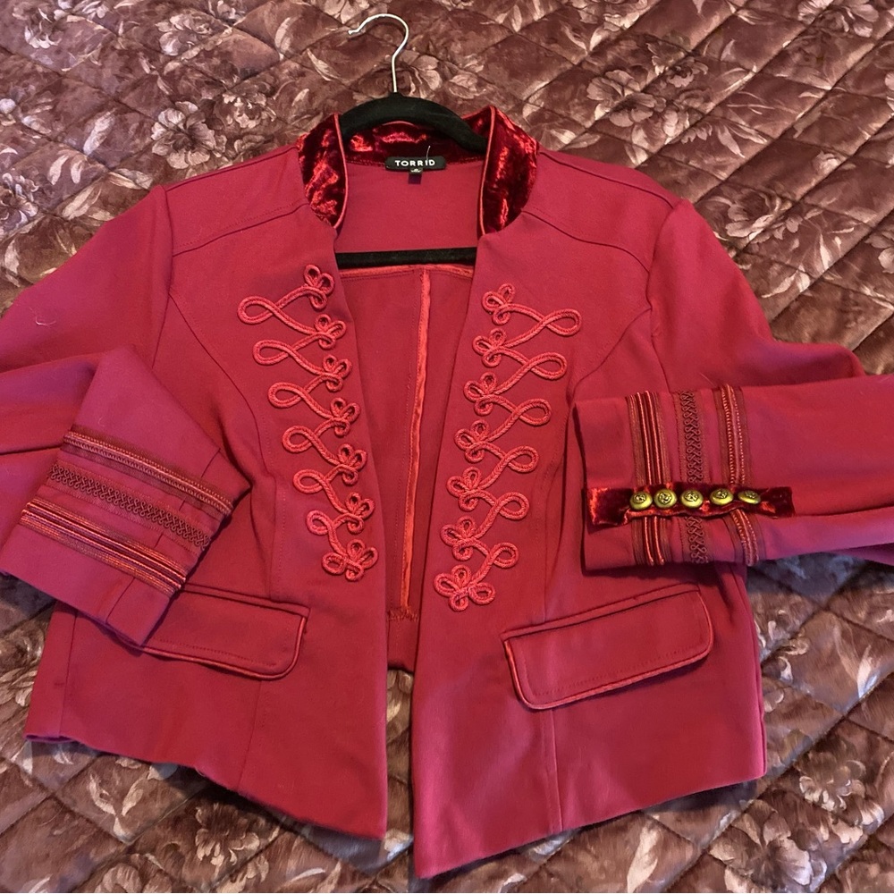 Torrid Women's Bold Red Embroidered Blazer
